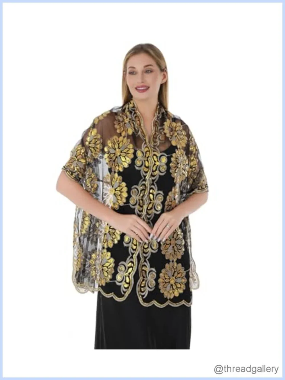 Chiffon Sequin Lace Evening Wrap Shawl for Dresses Wedding Formal
